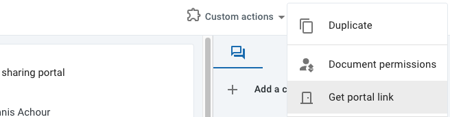 Get portal link from the More menu