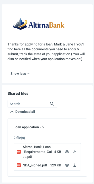 Portal interface on mobile device