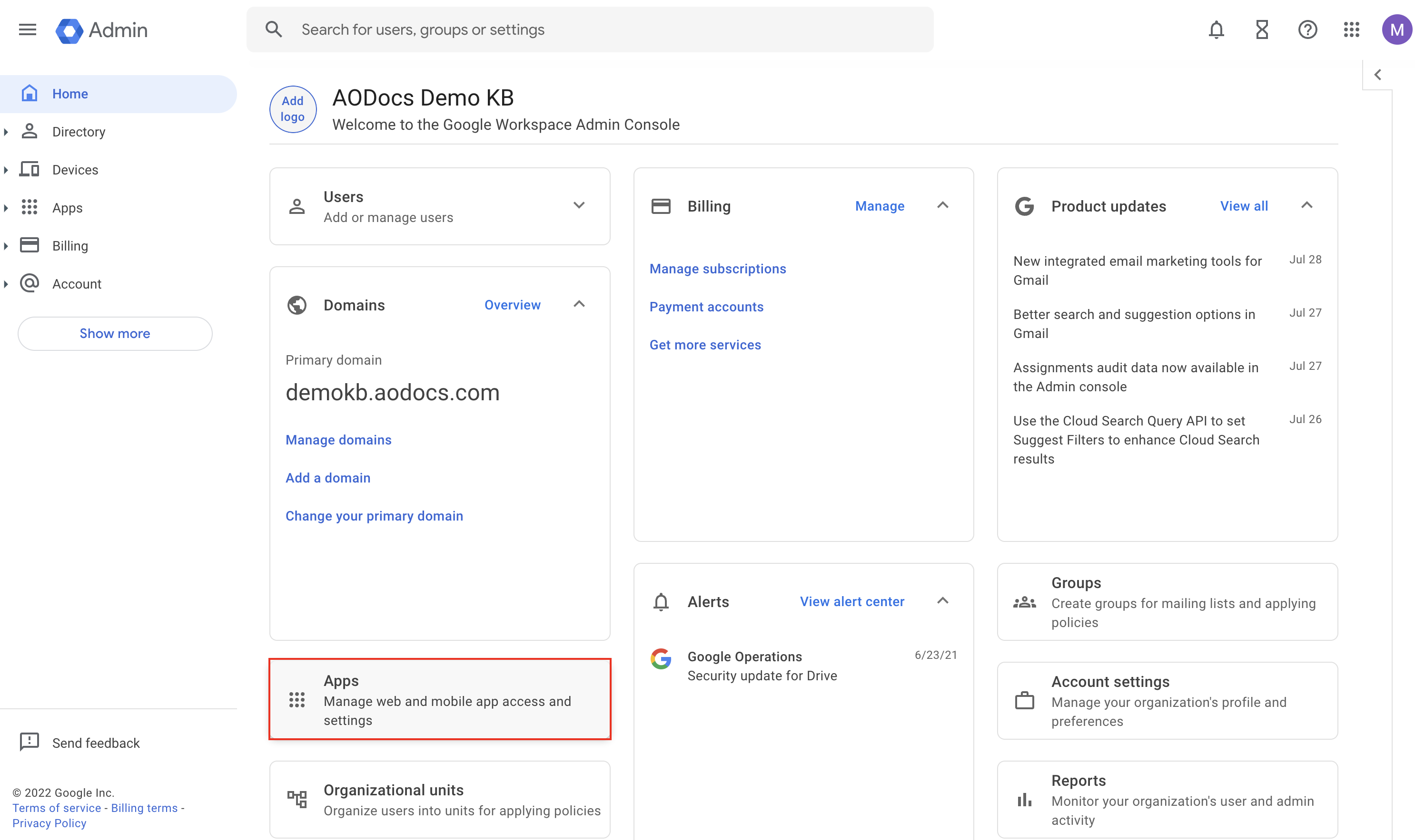 Enable Google Workspace APIs In Your Domain AODocs Knowledge Base